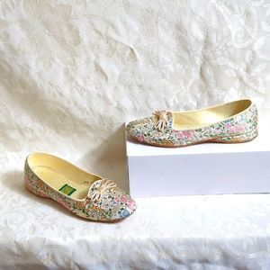 Daniel Green Vintage White Tapestry Slipper Ballet Flats